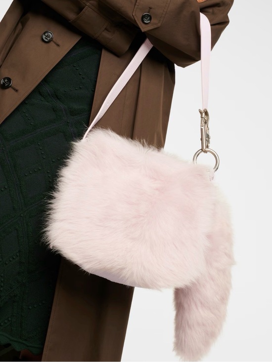 Burberry Handbags - NEW Burberry Pale LAVENDER Fur LEATHER Shoulder Bag WITH CHARM